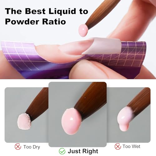 Acrylic Nail Kit with liquid Monomer, 6 colors Acrylic powder, UV Lamp (Pink) W420