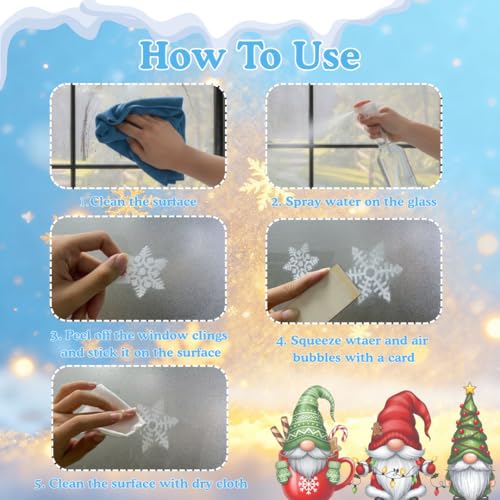226 PCS White Snowflake Window Clings, 9 Sheets Double-Sided Reusable Decals U650110