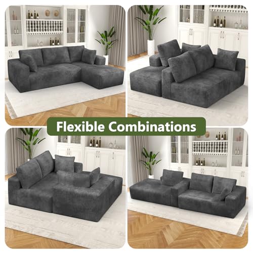 Corduroy Modular Sectional Sofa with L-Shape Chaise I8390