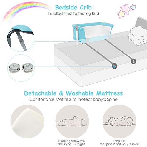Grey Baby Bedside Crib with Carrying Bag T2664