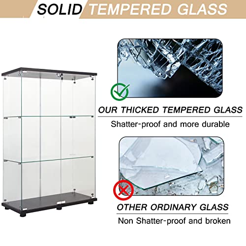 White Glass Display Cabinet with 3 Shelves, 49.3" H x 16.7" W x 14.3" D P4083