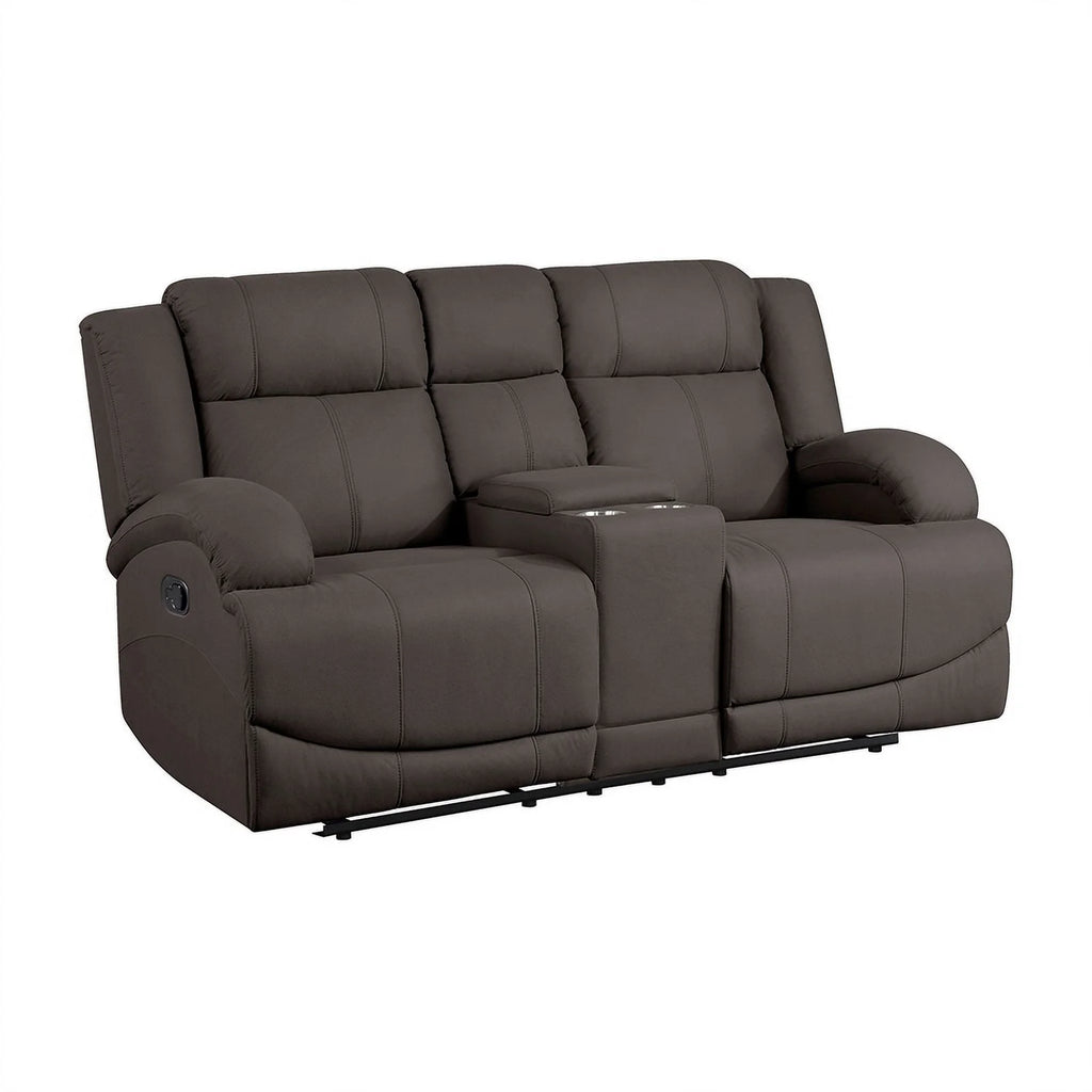 Chocolate Microfiber 2-Piece Manual Reclining Sofa Set M1767