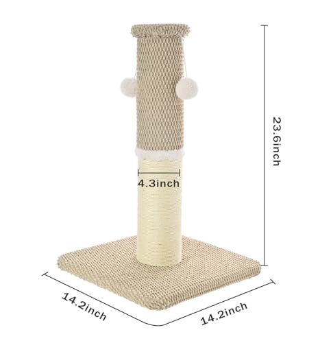 33" Natural Sisal Cat Scratching Post, Dark Grey U165
