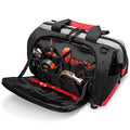 16-inch Wide Mouth Tool Tote Bag with 25 Pockets and Adjustable Shoulder Strap, Black/Red W20410