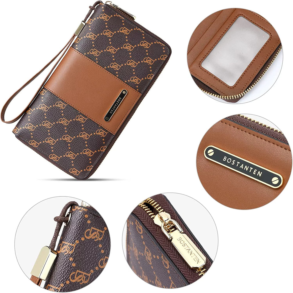 Leather Zip Around Credit Card Holder Wristlet Clutch W990