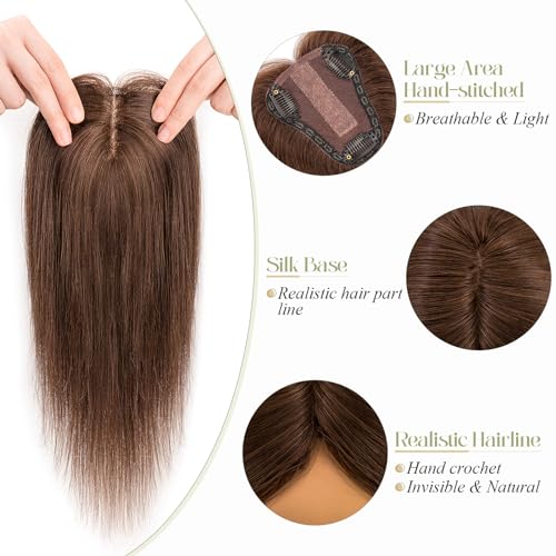 Medium Brown 10 Inch 100% Remy Human Hair Topper Q926