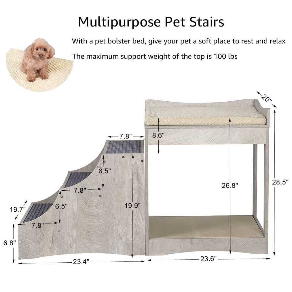 Pet Bunk Bed with Removable Step, Multi-Level Bed Window Perch Seat Platform with Cushion and Cat Scratch Pad M157843