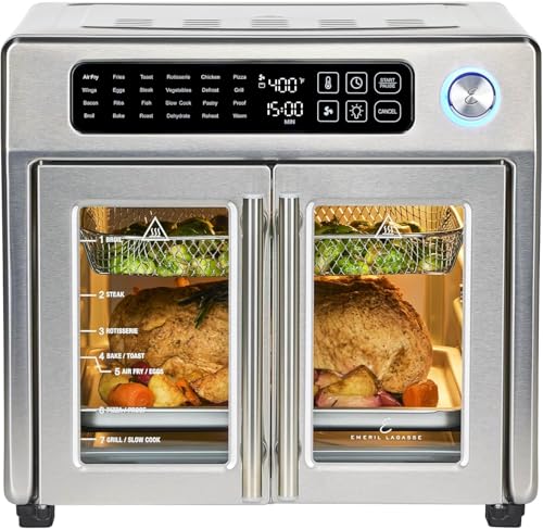 Stainless Steel 26QT Air Fryer Toaster Oven Combo with 7 Accessories F516397