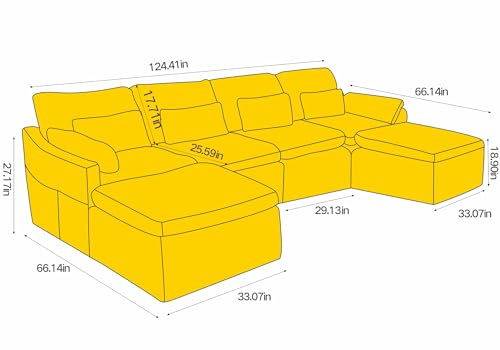 Modular Sectional Sofa, Fluffy Corduroy, Oversized 4 Seater with Ottomans O489940