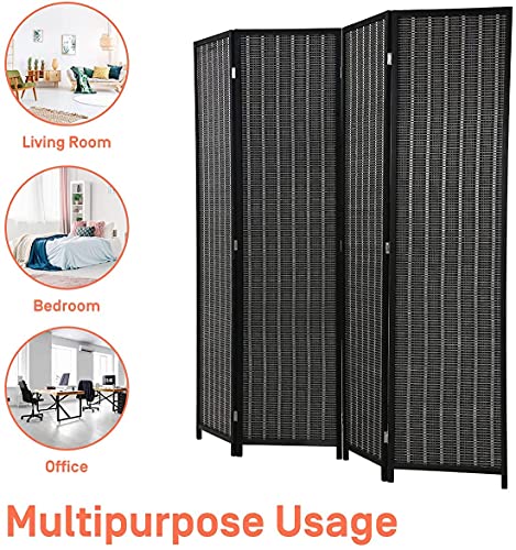 Black 6 Panel Folding Room Divider, 17.7" Wide G698629