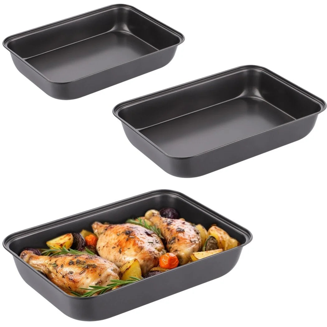 3 PCS Non-Stick Carbon Steel Baking Trays Set F3924