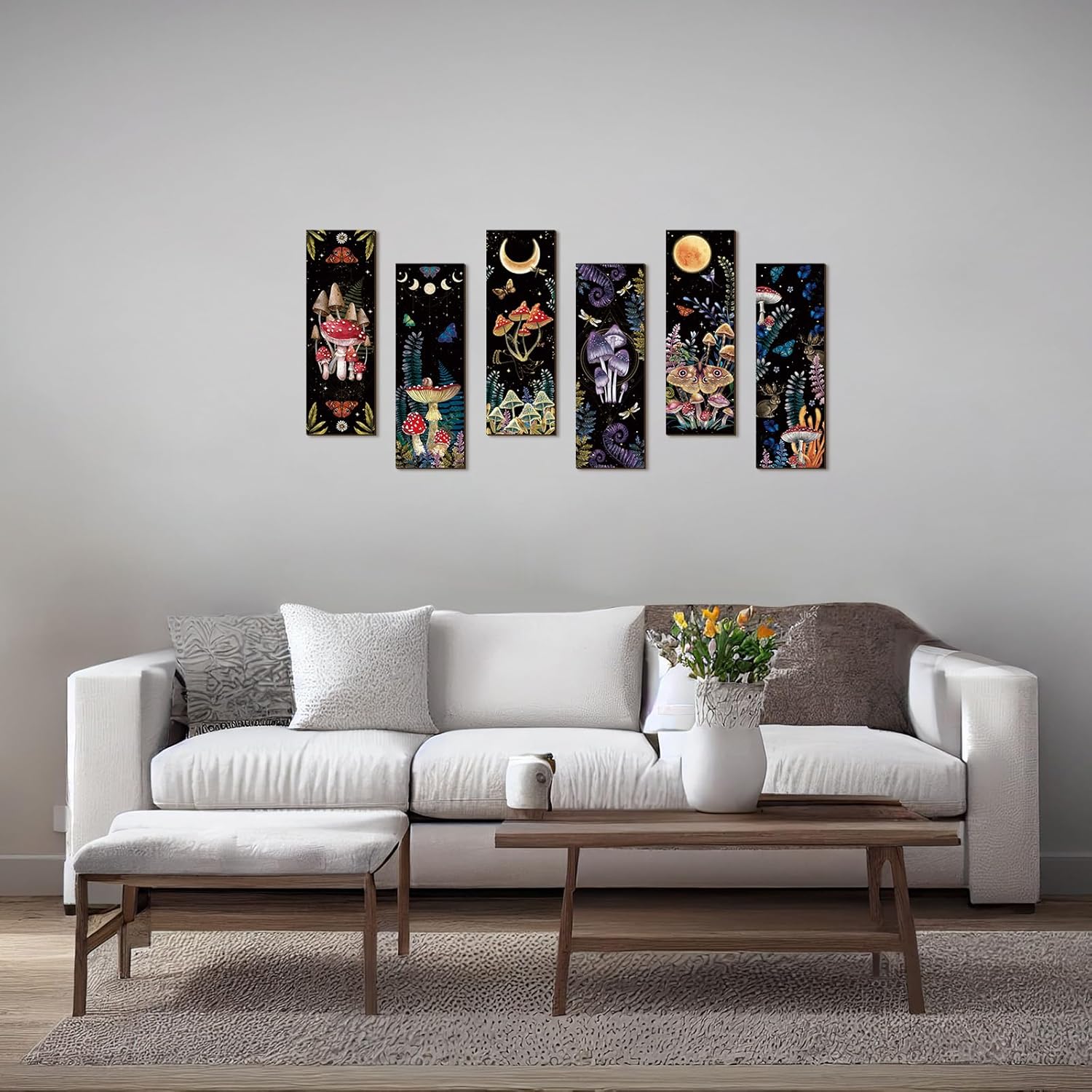 6 Pcs Mushroom Wall Decorations Wooden Wall Hanging H702169