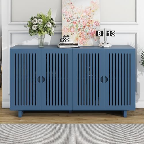 60" Wood Sideboard Cabinet with 2 Doors and 2 Adjustable Shelves (Almond) I742249