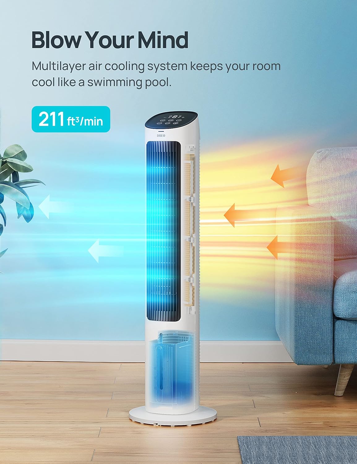 40" Oscillating Tower Fan with Remote Control, 3 Modes 4-Speed, White S53266