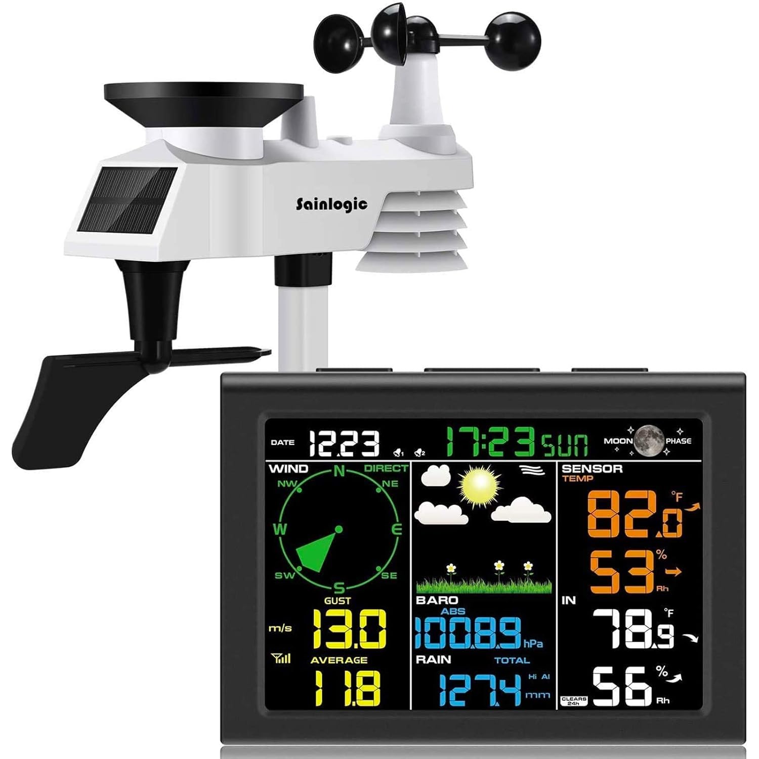 8-in-1 Wireless Weather Station with Outdoor Sensor (Black) U170
