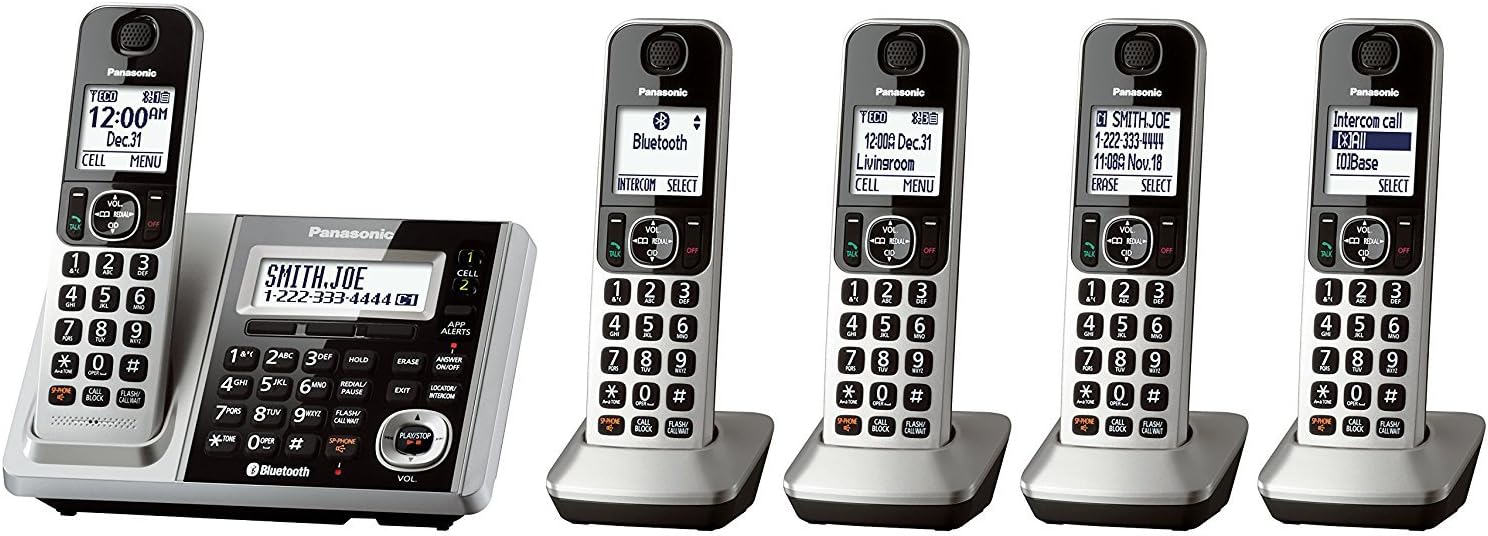 Cordless Phone and Answering Machine with 5 Handsets V699874