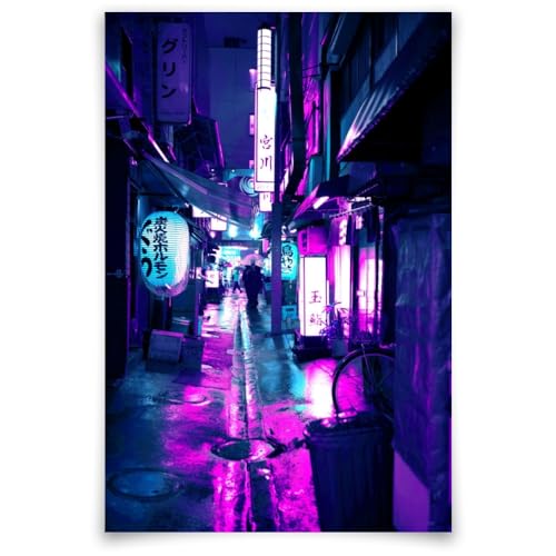 Cyberpunk Canvas Print Japanese Neon Style Poster Tokyo Anime Wall Art Picture C393