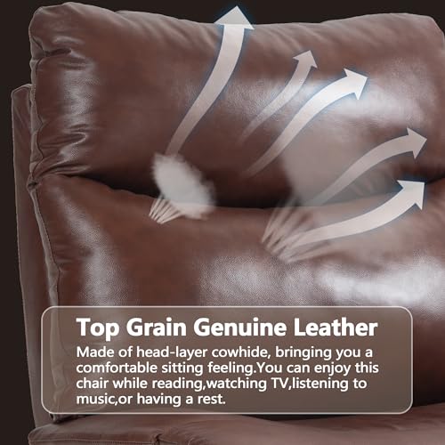 Genuine Leather Electric Power Recliner Chair with USB Charge Ports, 33.5'' Extra Large Width H49120