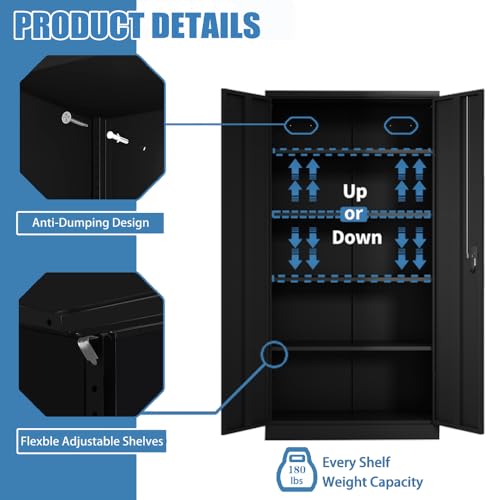72" Locking Metal Storage Cabinet with 2 Doors and 4 Adjustable Shelves W578134