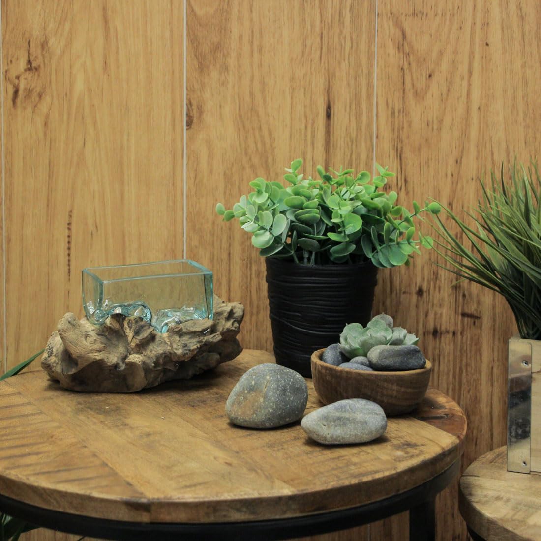 Rectangular Glass On Driftwood Decorative Bowl Q312970