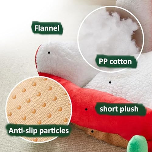 Red Plush Synthetic Fur Pet Sleigh Bed M614112