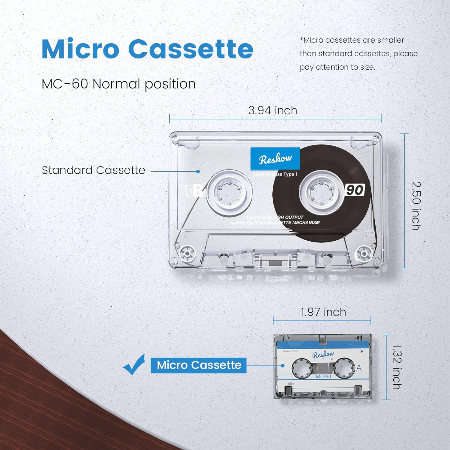 3 Pack Micro Cassette Tapes Blank for Recording MC-60 Minutes S532827