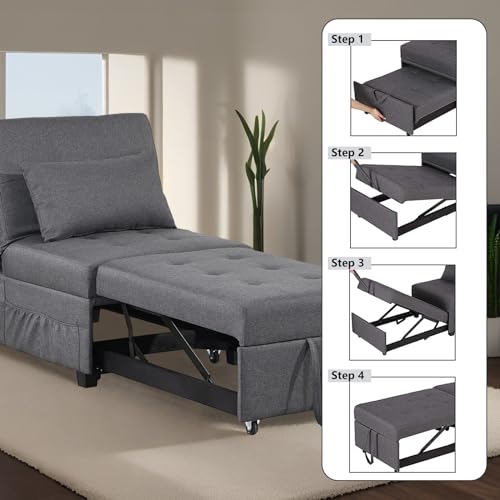 Dark Gray Convertible Sofa Bed with Pillow K15590