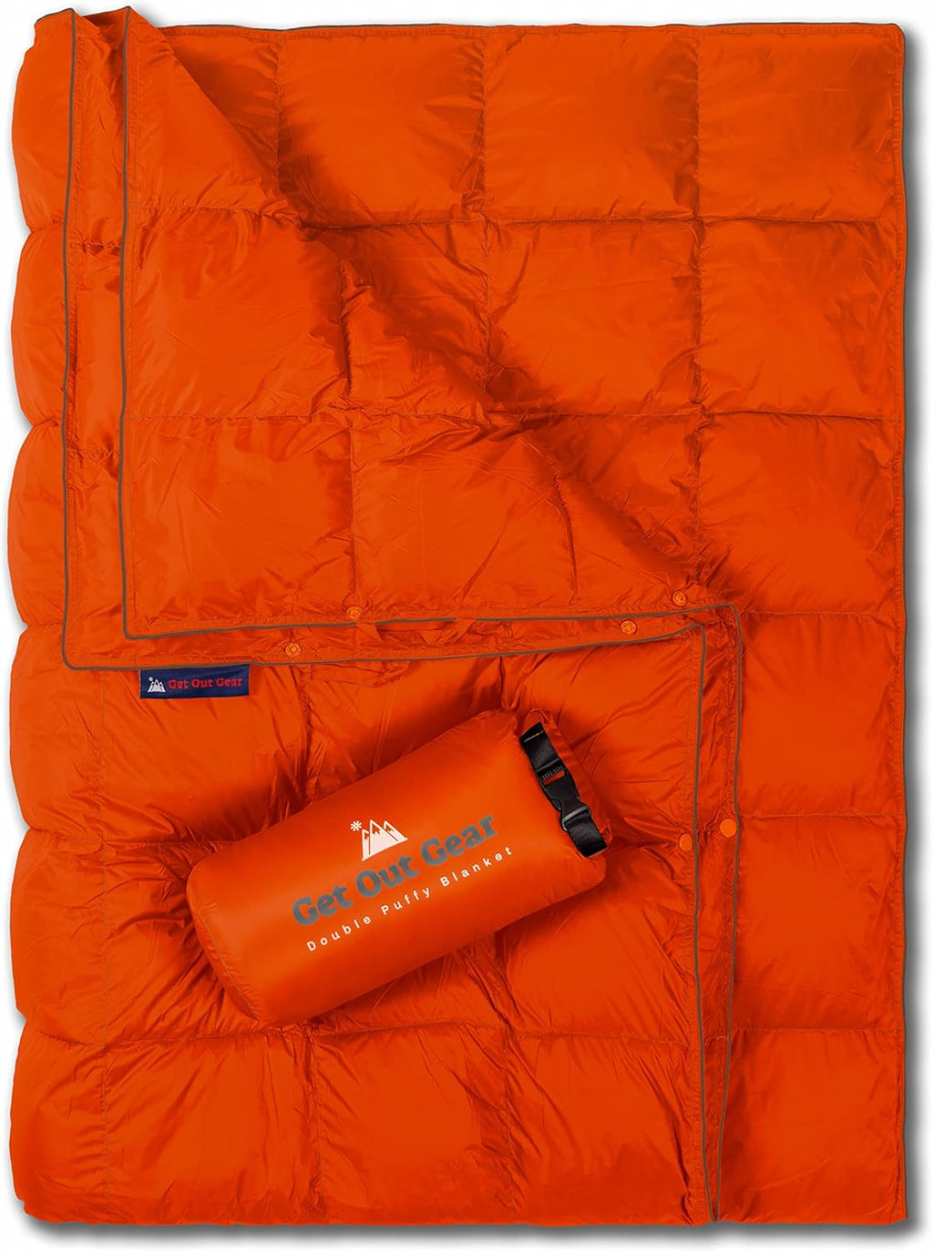 Double Puffy Camping Blanket Water-Resistant Camp Quilt Blue Red O2097