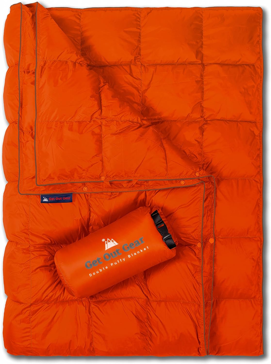 Double Puffy Camping Blanket Water-Resistant Camp Quilt Blue Red O2097