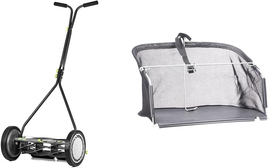 16-Inch 7-Blade Push Reel Lawn Mower and Grass Catcher Bundle X9161