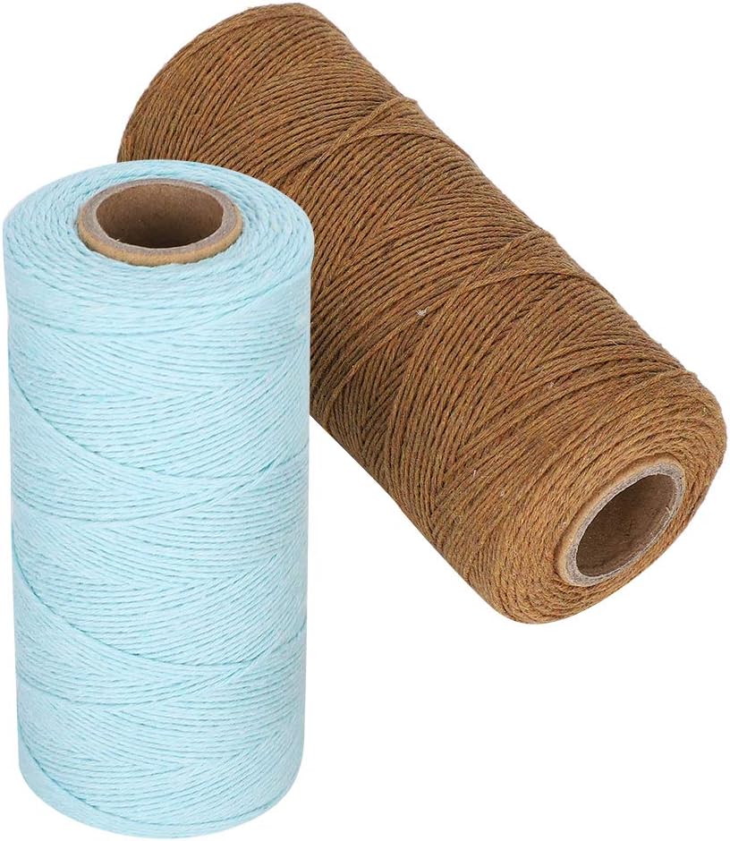 2 Rolls Pure Cotton Yarn 8/4 Warp Thread (Brown+Light Blue) R489