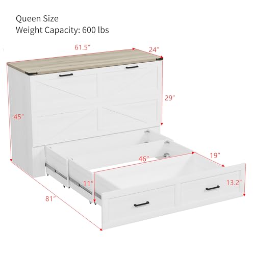 Full-Size Foldable Wall Bed with Storage Drawer I526053
