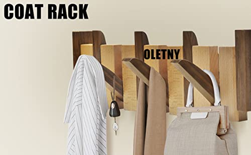 Wood Coat Rack Wall Mount with 4 Flip-Down Hooks K944