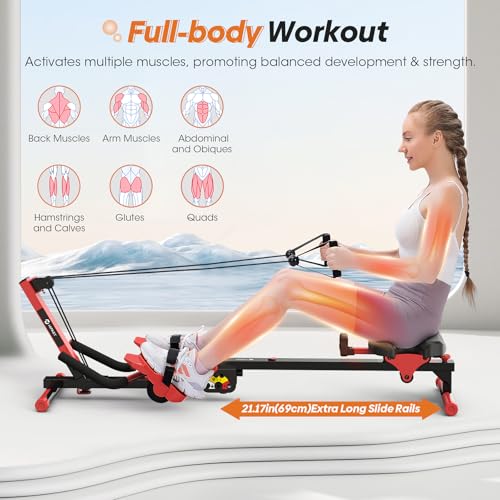 4 in 1 Foldable Rowing Machine with LCD Monitor D8707