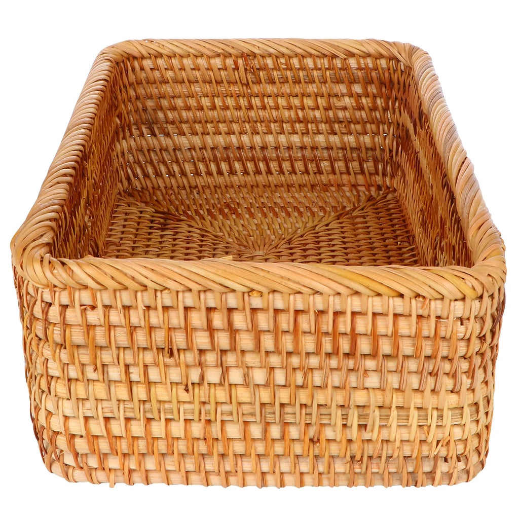 Wicker Basket with Lid Storage Boxes Q69610