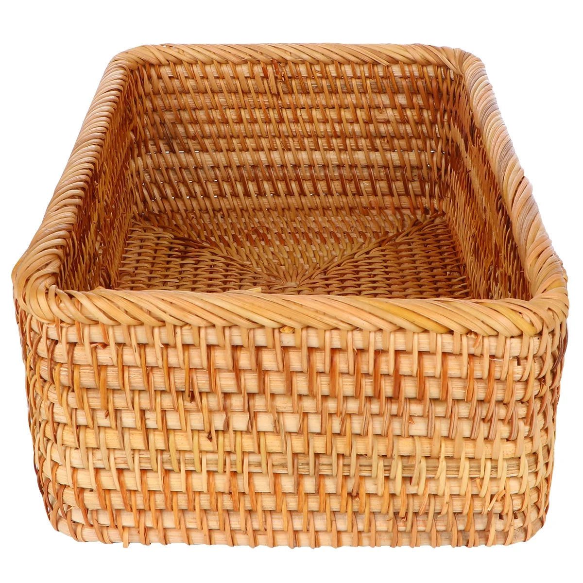 Wicker Basket with Lid Storage Boxes Q69610