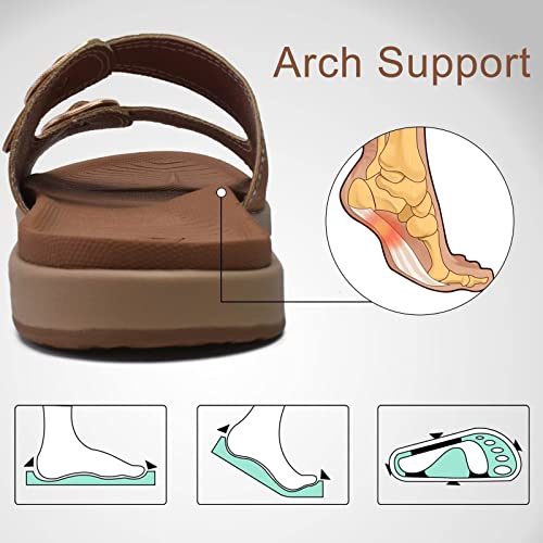 Orthotic Slides Slip on Flat Sandals With Adjustable Straps E1208