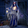 67" Halloween Animatronics Grim Reaper Animated Decoration with Light-Up Eyes E693