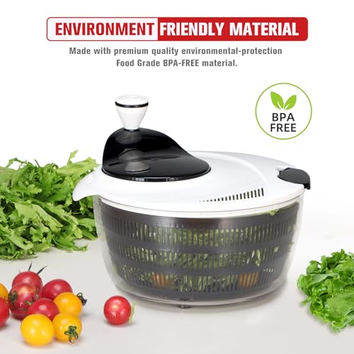Large 4.2 Quart Salad Spinner with Bowl Rotary Handle (Black) L253127