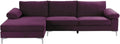 Purple Velvet L-Shape Sectional Sofa with Extra Wide Chaise Lounge Z548969