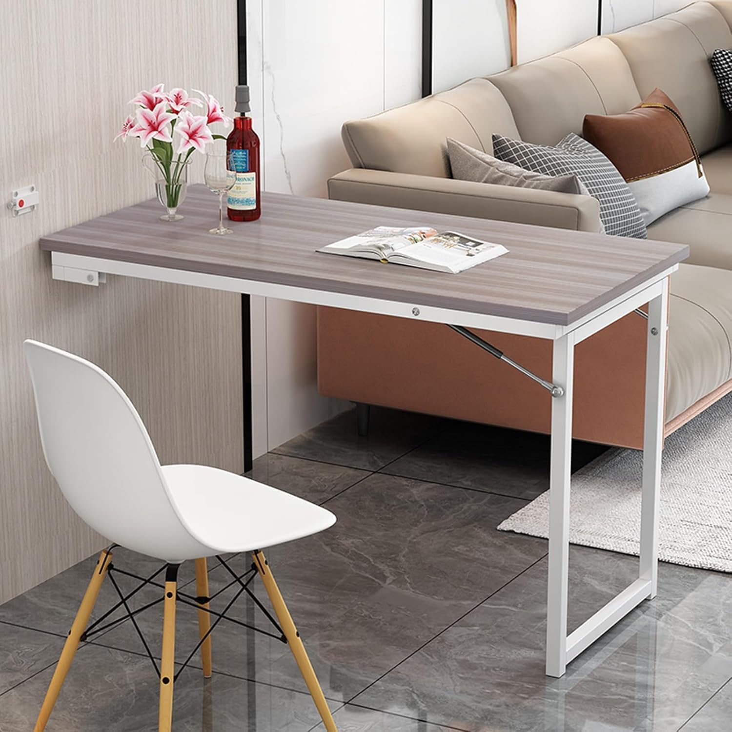 Heavy Duty Wall Mounted Folding Desk with Adjustable Steel Bracket J401