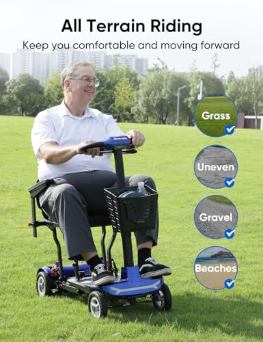 37.5 lbs Ultra Lightweight Folding 4 Wheel Mobility Scooter, Blue G1567