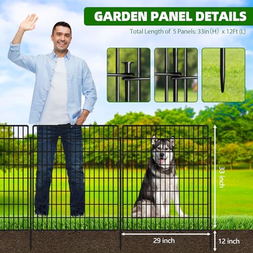 10 Panels 33 in x 24 ft Rustproof Metal Garden Fence R5339