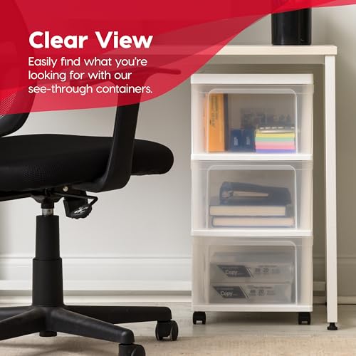 White 2-Pack Plastic 3-Drawer Rolling Cart with Wheels S35545