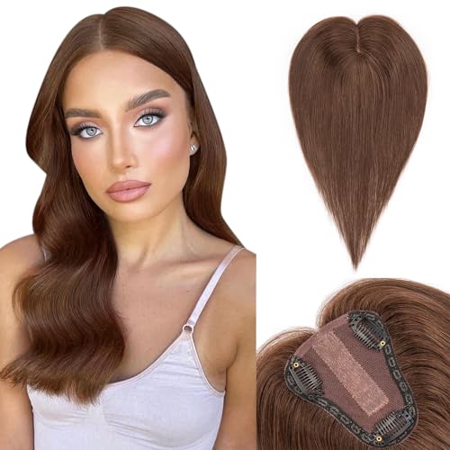 Medium Brown 10 Inch 100% Remy Human Hair Topper Q926