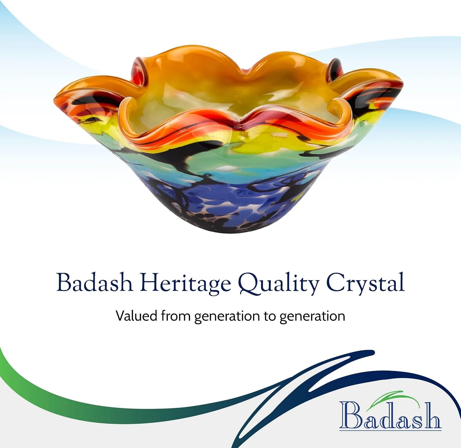 8” Mouth-Blown Art Glass Bowl H1933