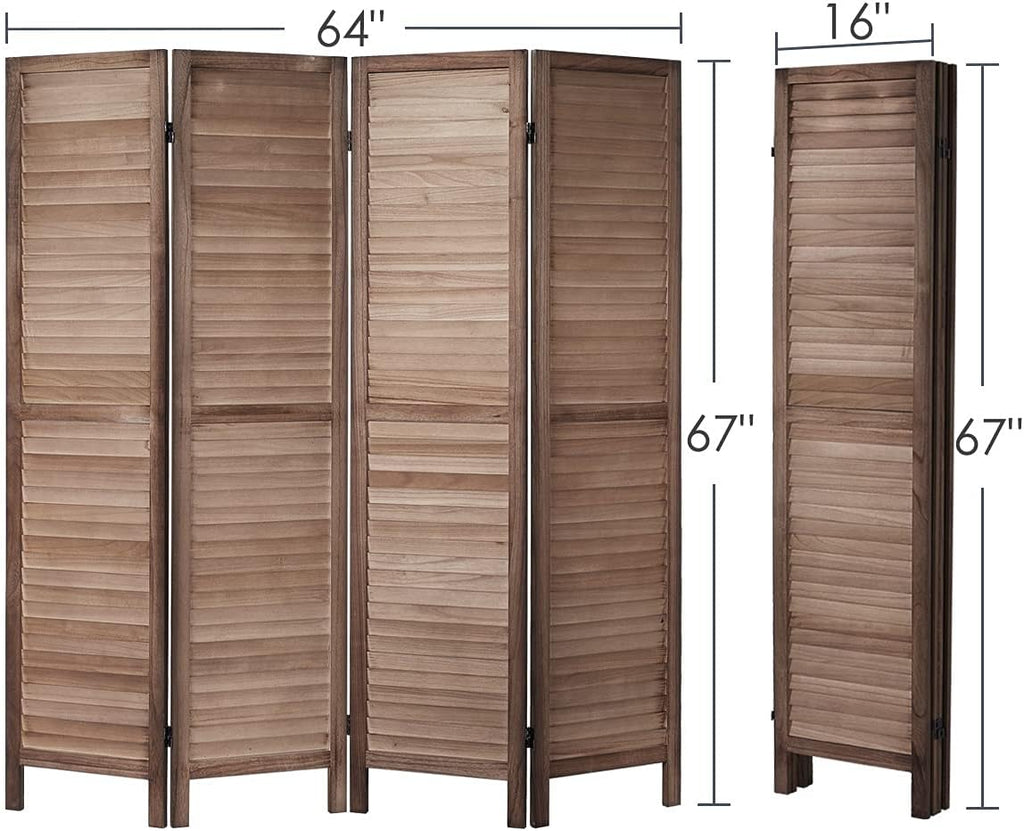 4 Panel Brown Wood Room Divider H8614