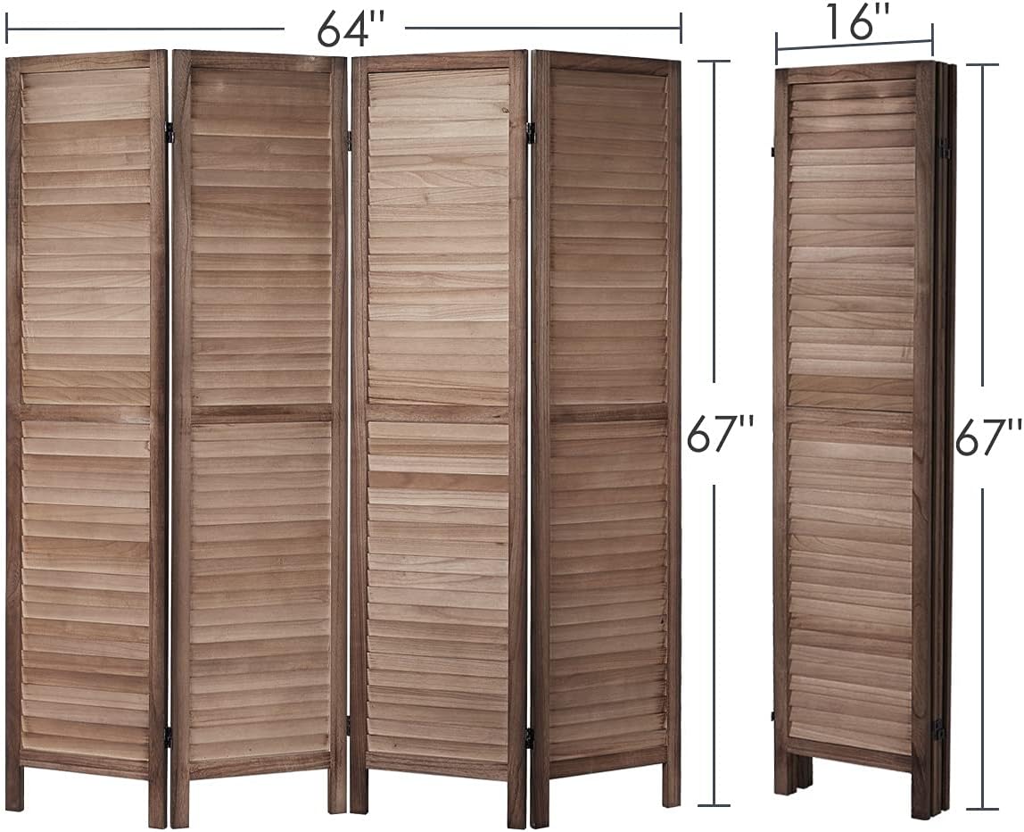 4 Panel Brown Wood Room Divider H8614