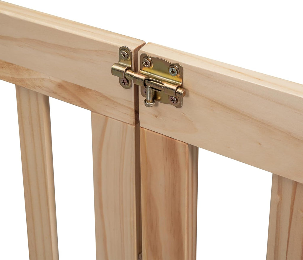 Natural Full Size Floor Bed Frame with Fence and Door J194965