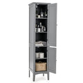 Tall Bathroom Floor Cabinet with Doors, Narrow Slim Linen Tower, 14.5 x 14.5 x 63 inches Espresso H666340